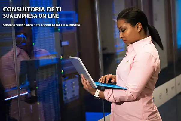 Gerenciamento de TI Gerenciamento de TI, Analista de tecnologia, com notebook no data center